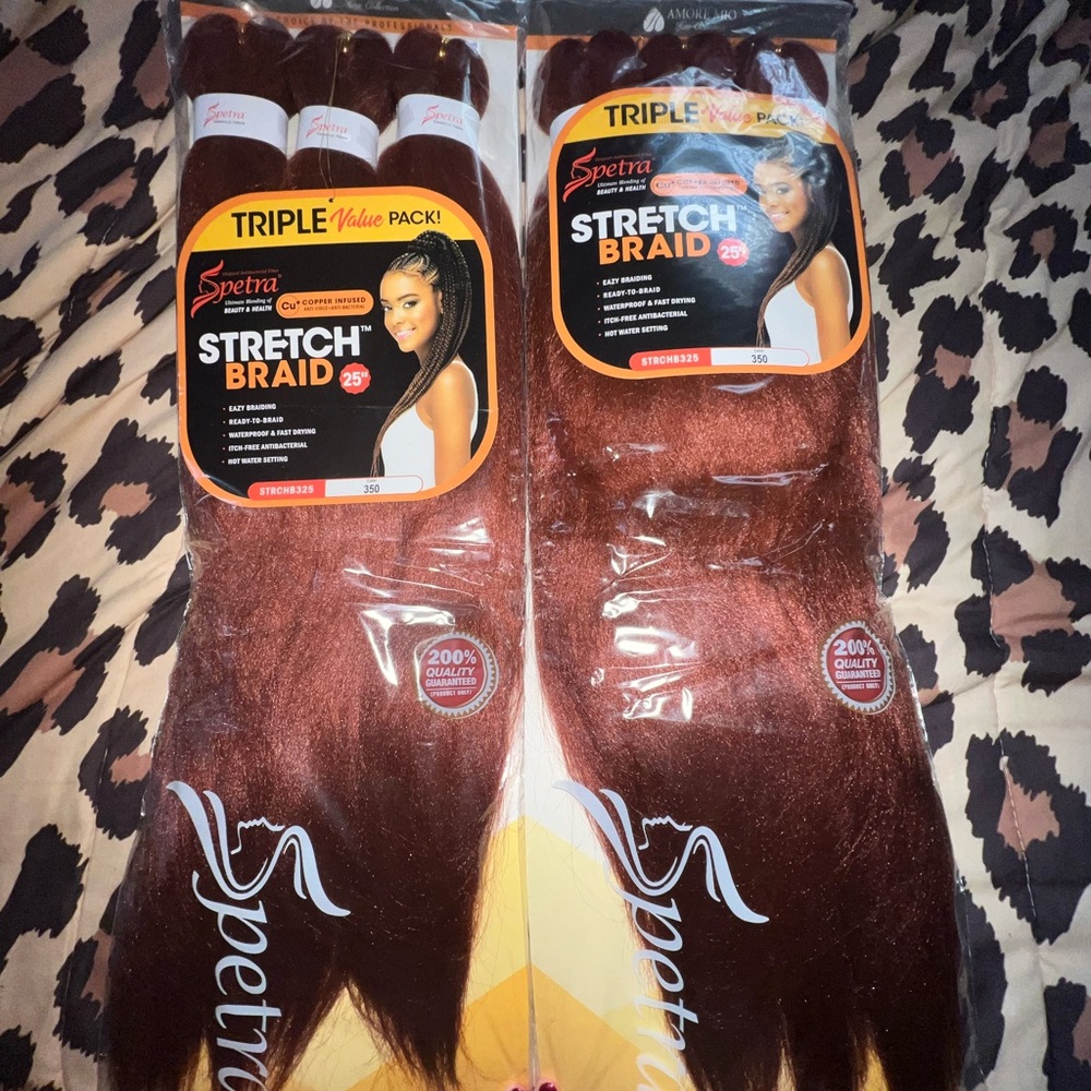 Two packages of Spectra Braiding Hair. 25 inches. Burgundy.